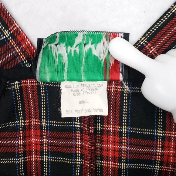 Rare Vintage Lip Service Plaid Punk Zip Up Goth Top - Picture 9 of 10